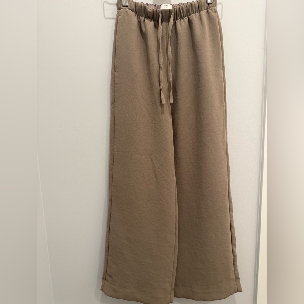 Wilfred Wide-Leg Drawstring Pants in Taupe